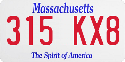 MA license plate 315KX8