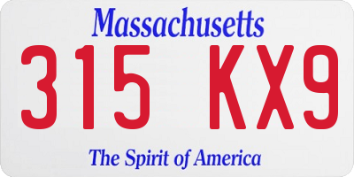 MA license plate 315KX9