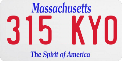 MA license plate 315KY0