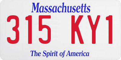 MA license plate 315KY1