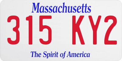 MA license plate 315KY2