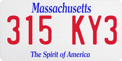 MA license plate 315KY3