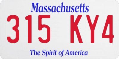 MA license plate 315KY4