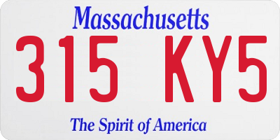 MA license plate 315KY5