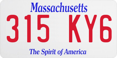 MA license plate 315KY6