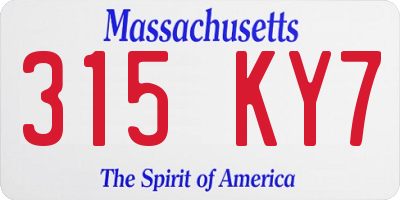 MA license plate 315KY7