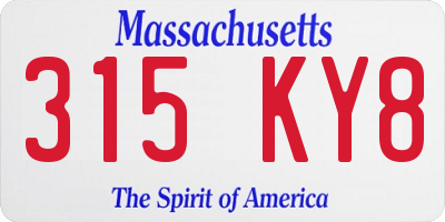 MA license plate 315KY8