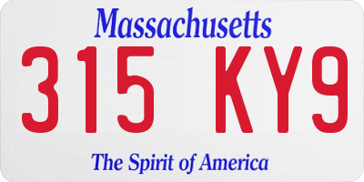MA license plate 315KY9