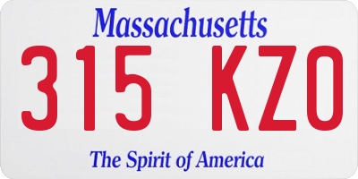 MA license plate 315KZ0