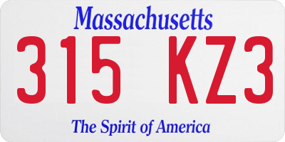 MA license plate 315KZ3