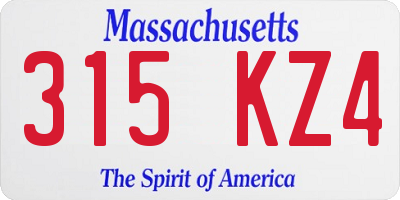 MA license plate 315KZ4
