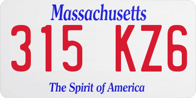 MA license plate 315KZ6