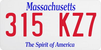 MA license plate 315KZ7
