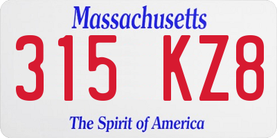 MA license plate 315KZ8