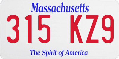 MA license plate 315KZ9