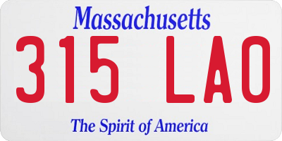 MA license plate 315LA0