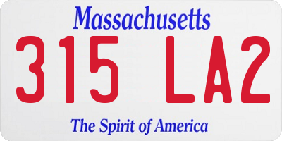 MA license plate 315LA2