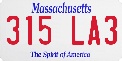 MA license plate 315LA3