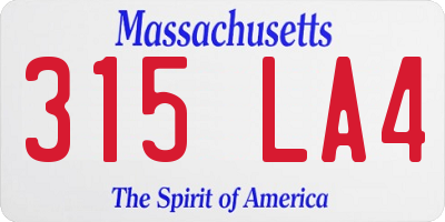 MA license plate 315LA4