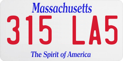 MA license plate 315LA5