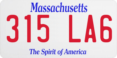 MA license plate 315LA6