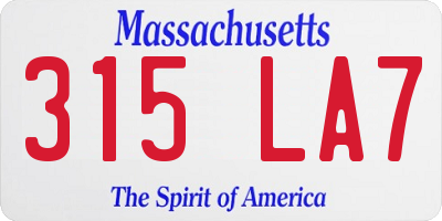 MA license plate 315LA7