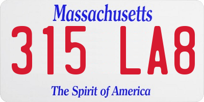 MA license plate 315LA8