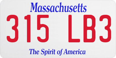 MA license plate 315LB3
