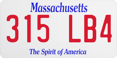 MA license plate 315LB4