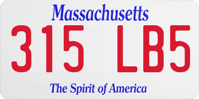 MA license plate 315LB5