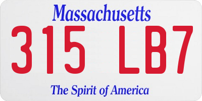 MA license plate 315LB7