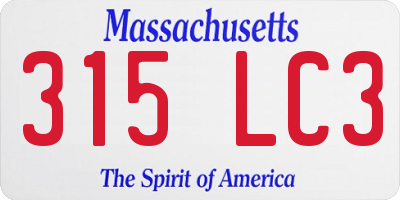 MA license plate 315LC3
