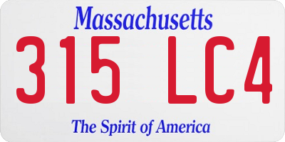 MA license plate 315LC4