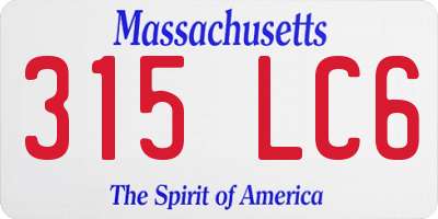 MA license plate 315LC6