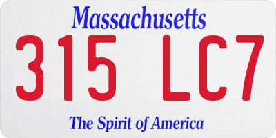MA license plate 315LC7