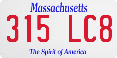 MA license plate 315LC8