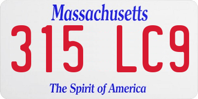 MA license plate 315LC9