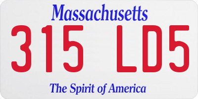 MA license plate 315LD5