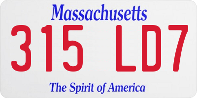 MA license plate 315LD7