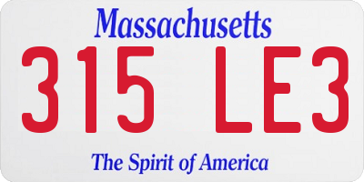 MA license plate 315LE3