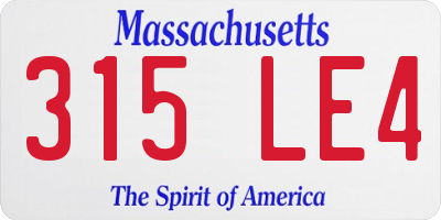 MA license plate 315LE4