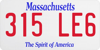 MA license plate 315LE6
