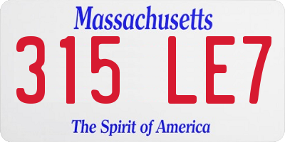 MA license plate 315LE7