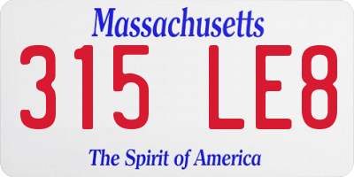MA license plate 315LE8