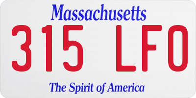 MA license plate 315LF0