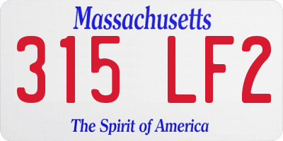 MA license plate 315LF2