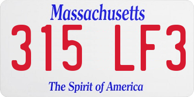 MA license plate 315LF3