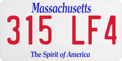 MA license plate 315LF4