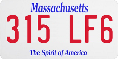 MA license plate 315LF6