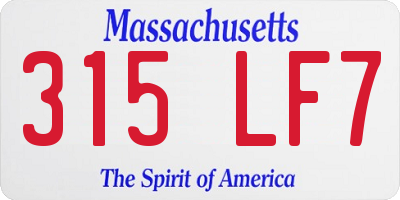 MA license plate 315LF7